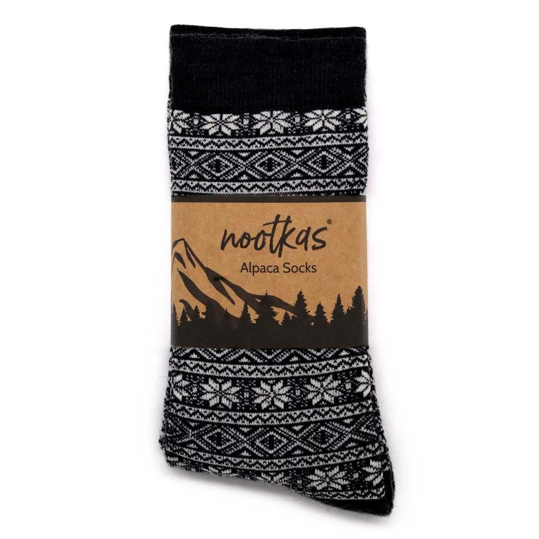 Nootkas Alpaca Wool Nordic Sock in Black