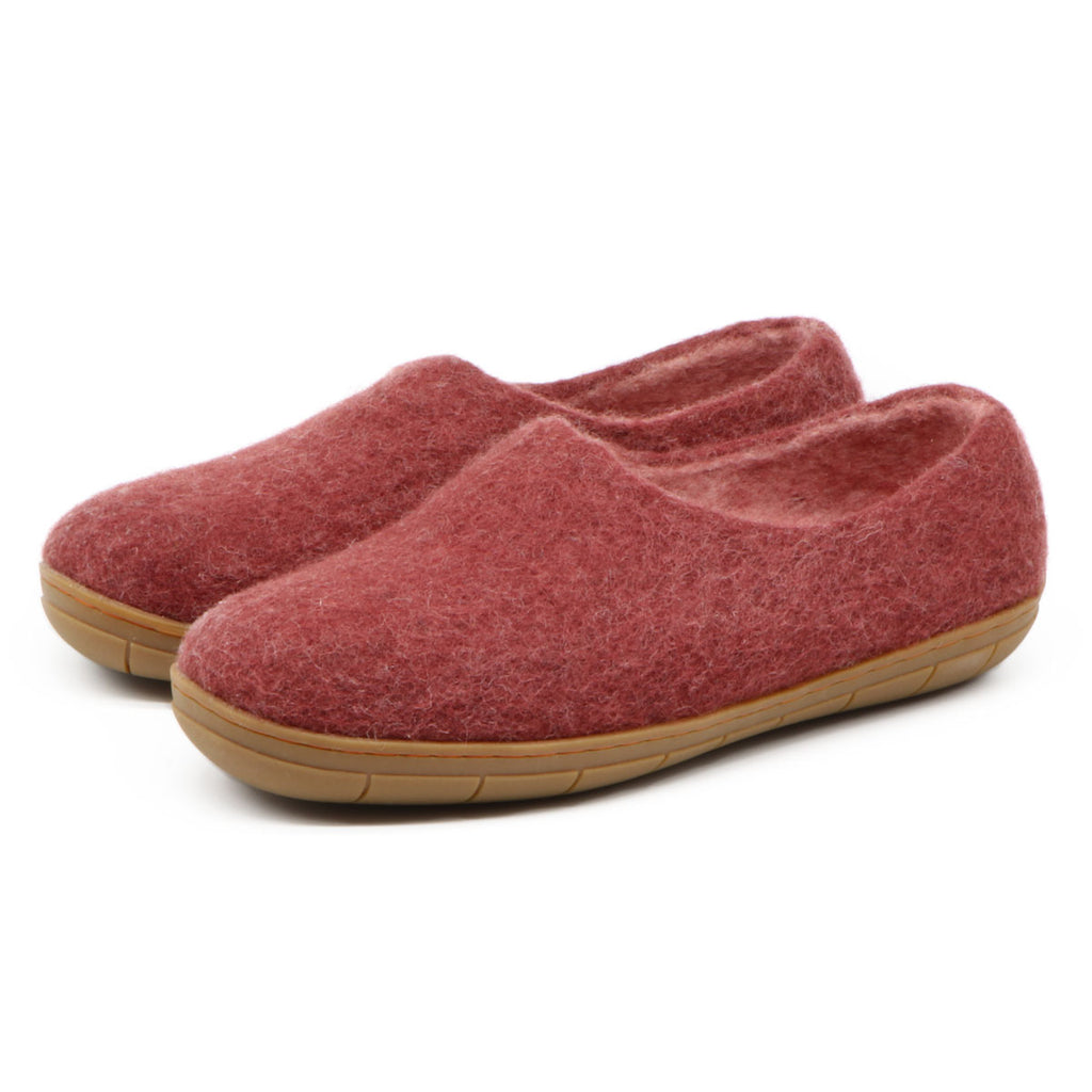 Womens Victoria Wool House Shoe with Rubber Sole
