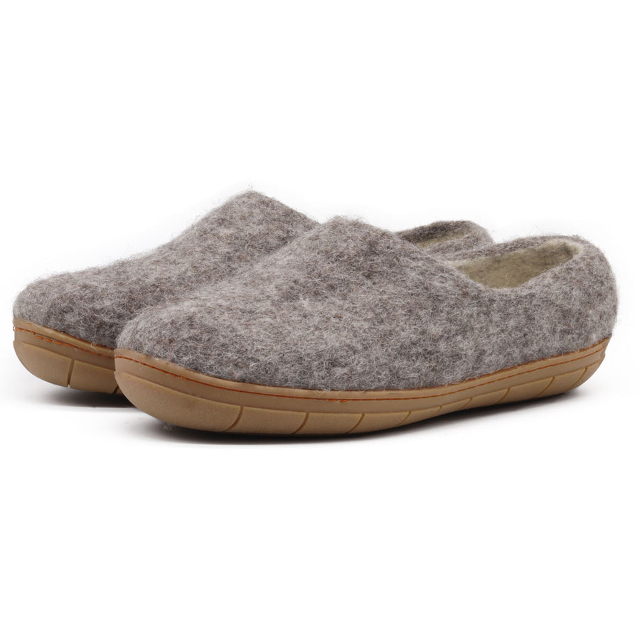 Women's Victoria rubber sole dye-free wool slippers in Heather