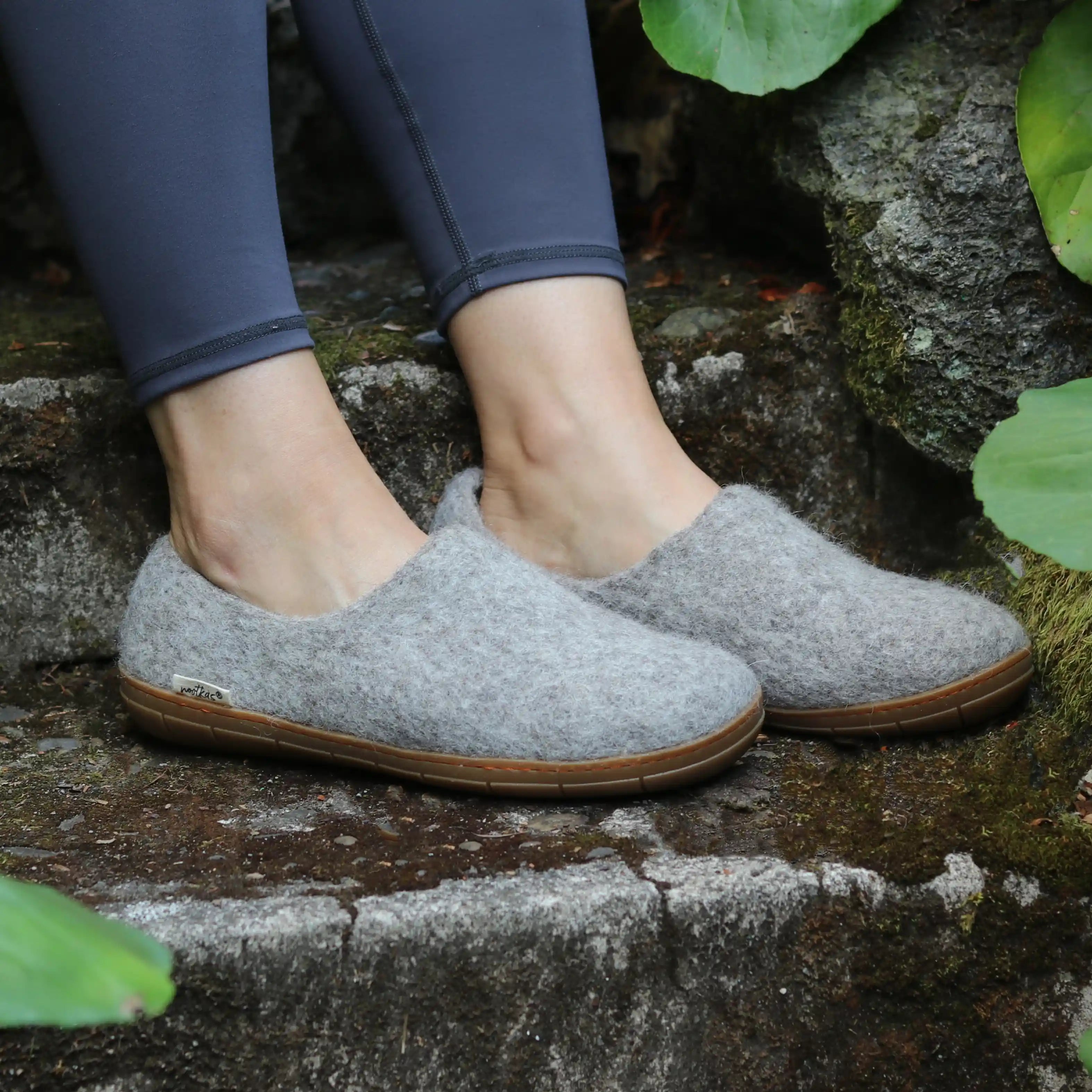 Womens Victoria Wool House Shoe with Rubber Sole