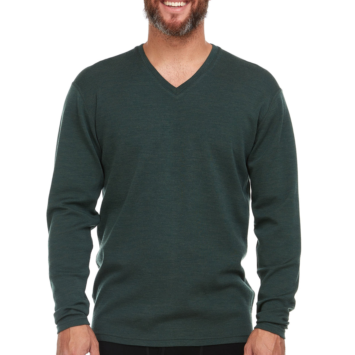 Midweight - Men&#39;s Long Sleeve V-Neck 100% Merino Wool