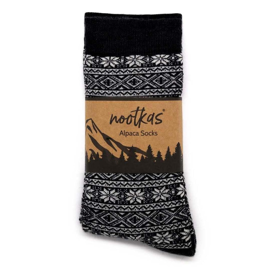Nootkas Alpaca Wool Nordic Sock in Black
