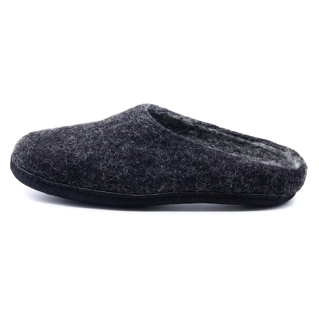 Nootkas Astoria Wool House Slipper in charcoal gray with black sole