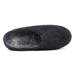 Nootkas Astoria Wool House Slipper in charcoal grey with black sole