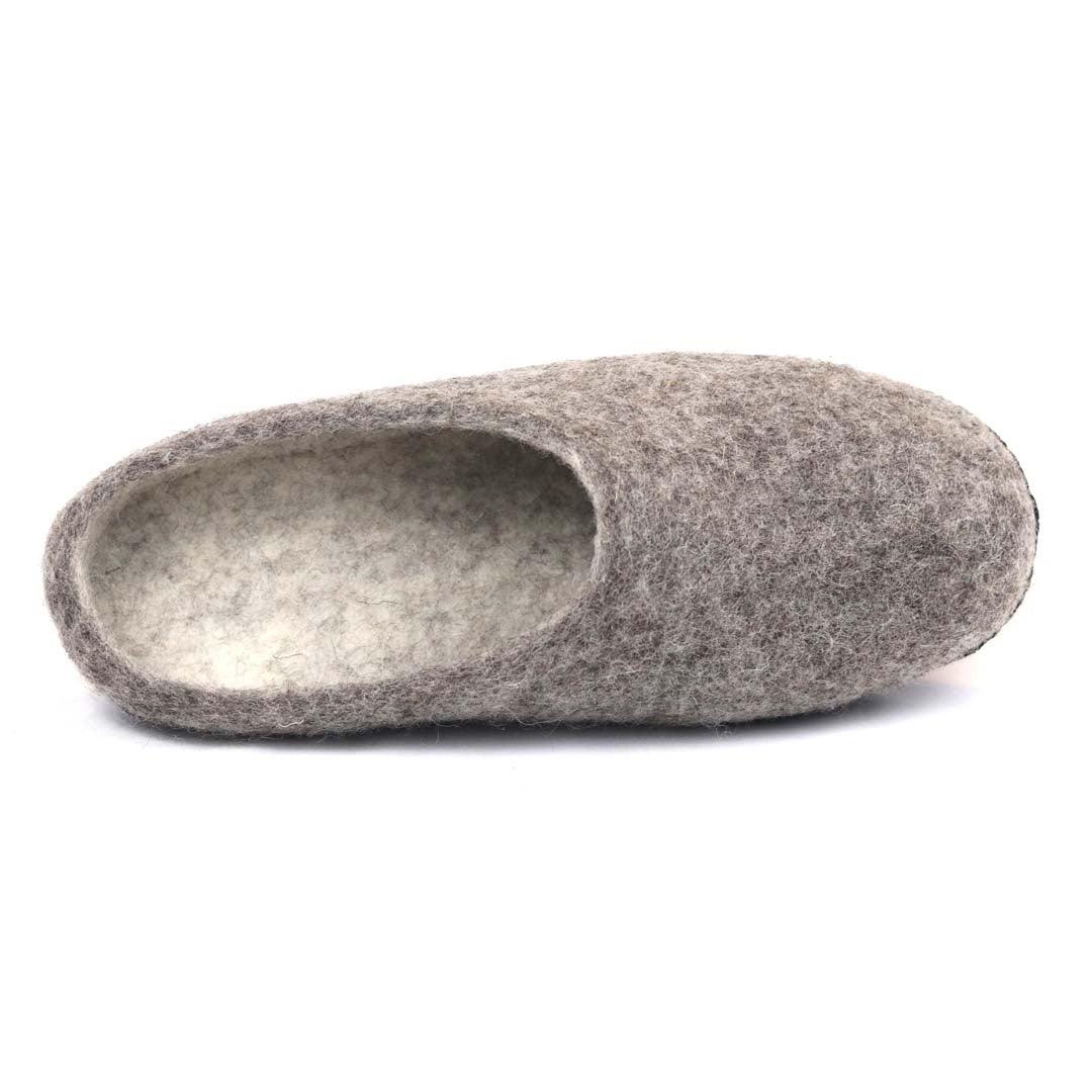 Nootkas Astoria Wool House Slipper in heather gray with black sole