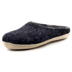 Nootkas Astoria Wool House Slipper in charcoal gray with tan sole