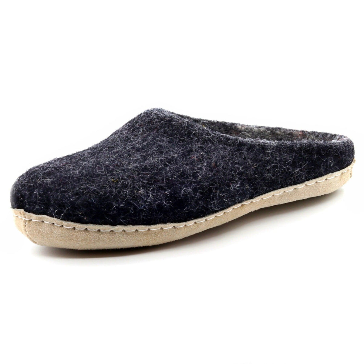 Nootkas Astoria Wool House Slipper in charcoal gray with tan sole