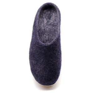Nootkas Astoria Wool House Slipper in indigo blue with tan sole