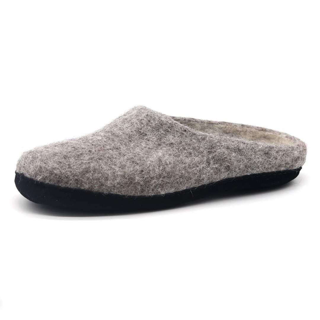 Nootkas Astoria Wool House Slipper in heather gray with black sole