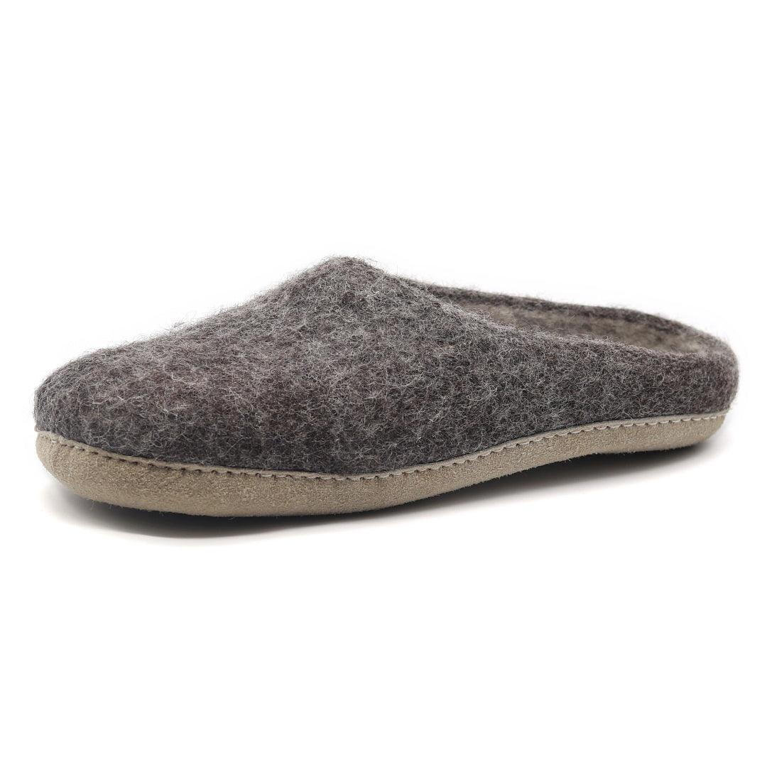 Nootkas Astoria Wool House Slipper in slate gray with tan sole