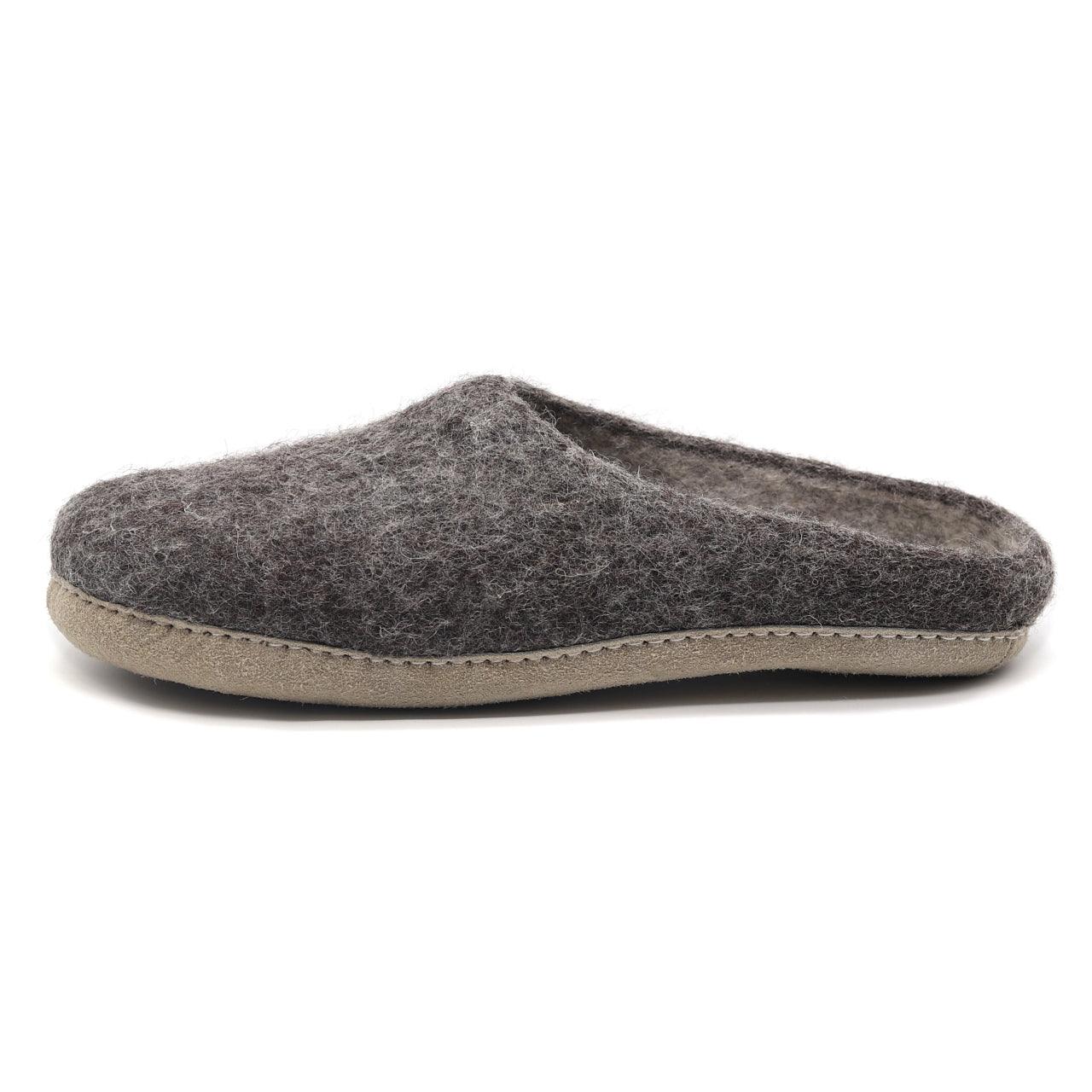 Nootkas Astoria Wool House Slipper in slate gray with tan sole