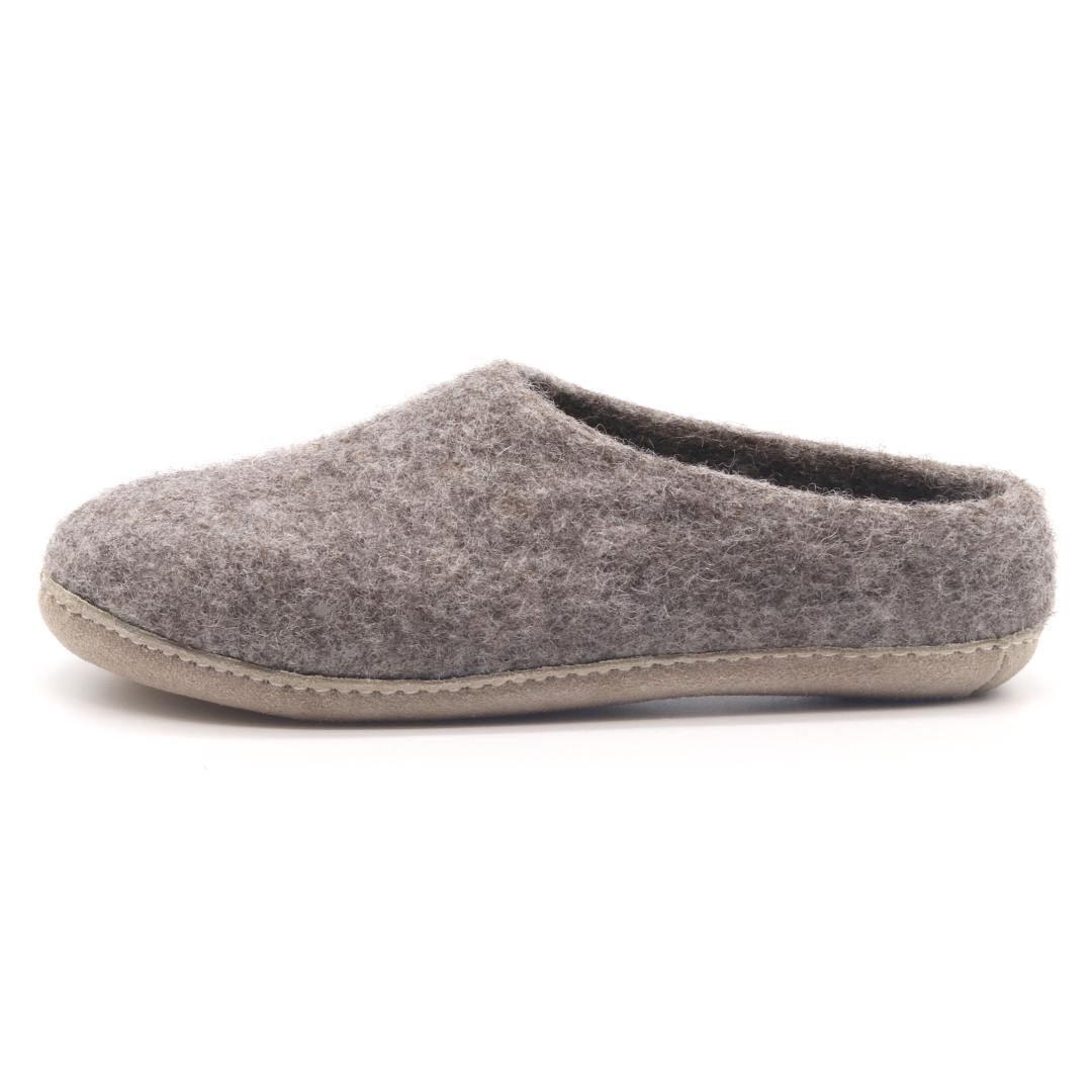 Nootkas Newport Wool House Shoe in Gray with tan sole