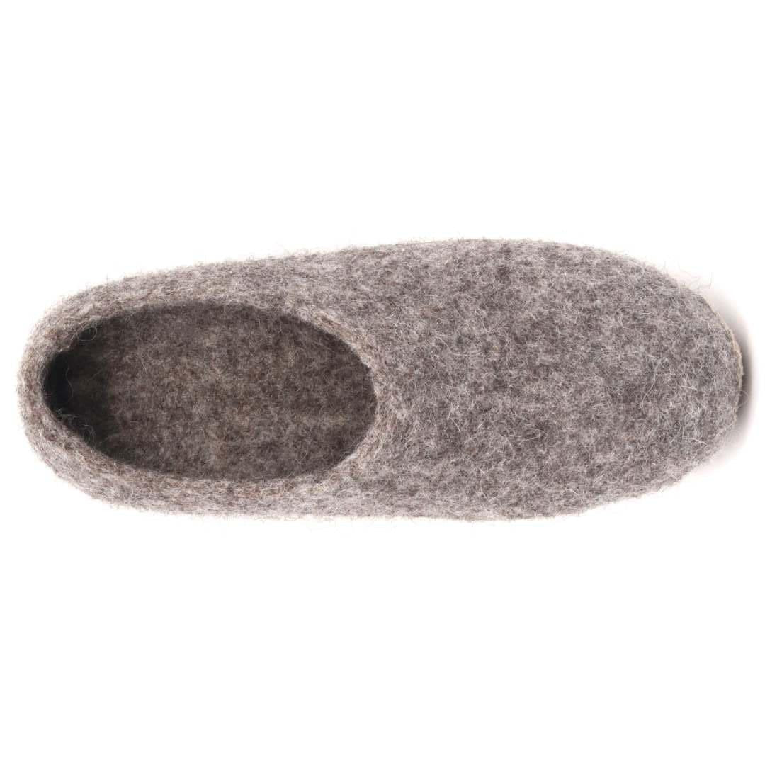 Nootkas Newport Wool House Shoe in heather gray with black sole