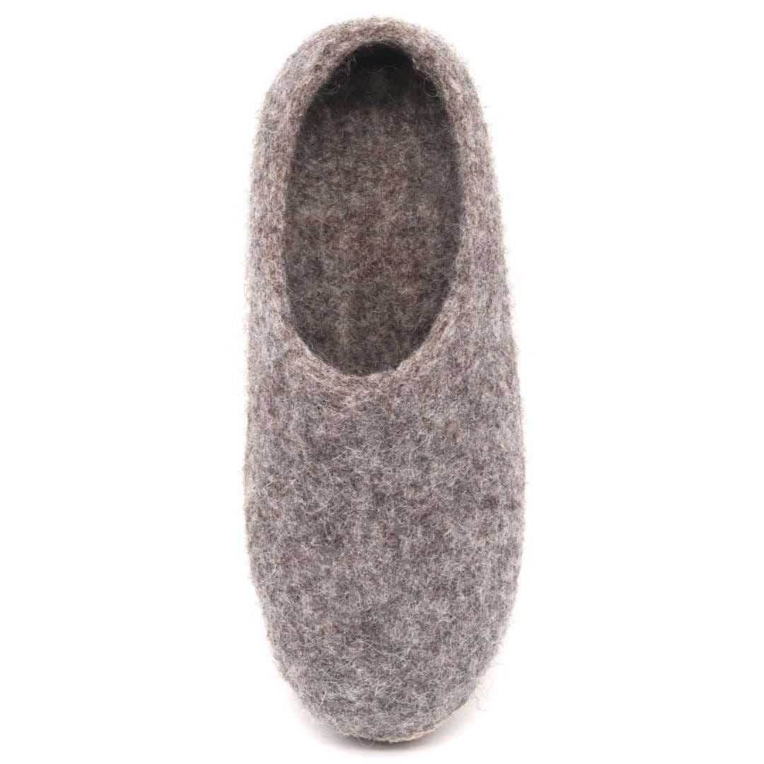 Nootkas Newport Wool House Shoe in heather gray with black sole