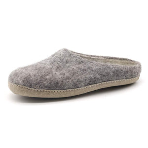 Nootkas Astoria Wool House Slipper in heather gray with tan sole
