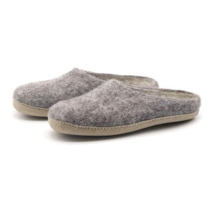 Nootkas Astoria Wool House Slippers in heather gray with tan sole