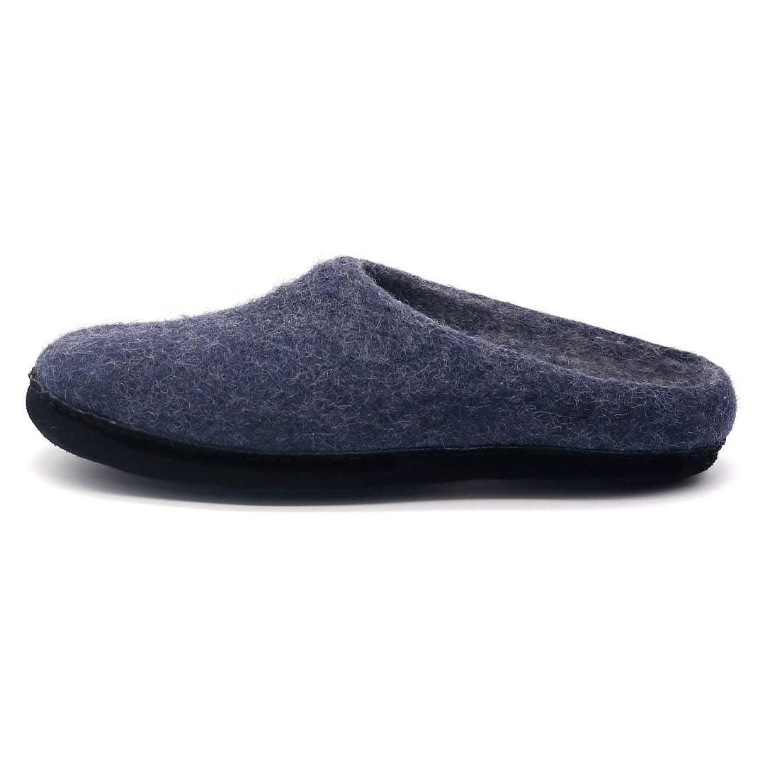 Nootkas Astoria Wool House Slipper in indigo blue with black sole